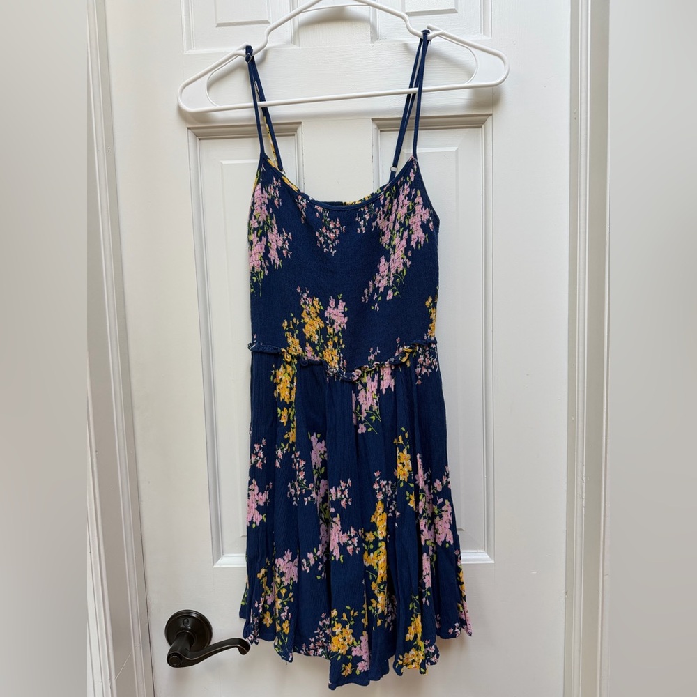 Lulus Fairytale Bliss Navy Blue Floral Print Skater Dress - Picture 3 of 11